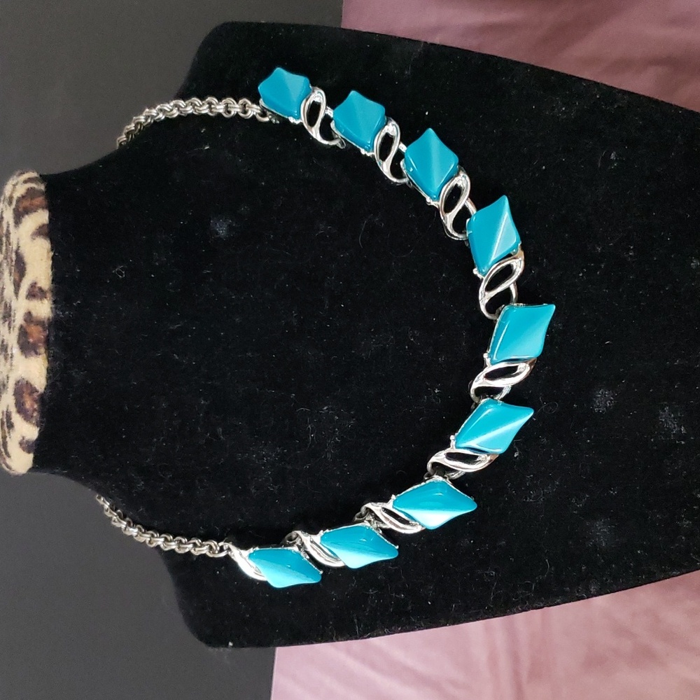 Silver & Turquoise Mother of Pearl  16" Necklace